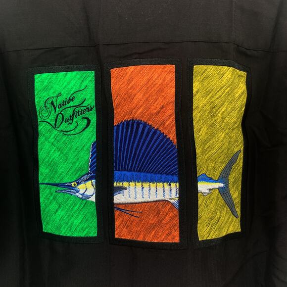 NATIVE OUTFITTERS Camp Shirt Size M New $99 Black Sailfish Boating Water Fishing - Picture 3 of 9